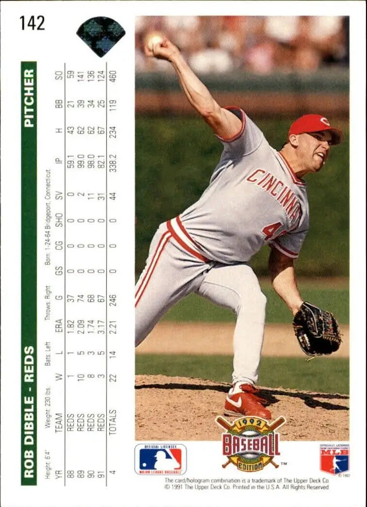 Rob Dibble 1992 Upper Deck MLB #142 Baseball Card Cincinnati Reds - Baseball Card Single