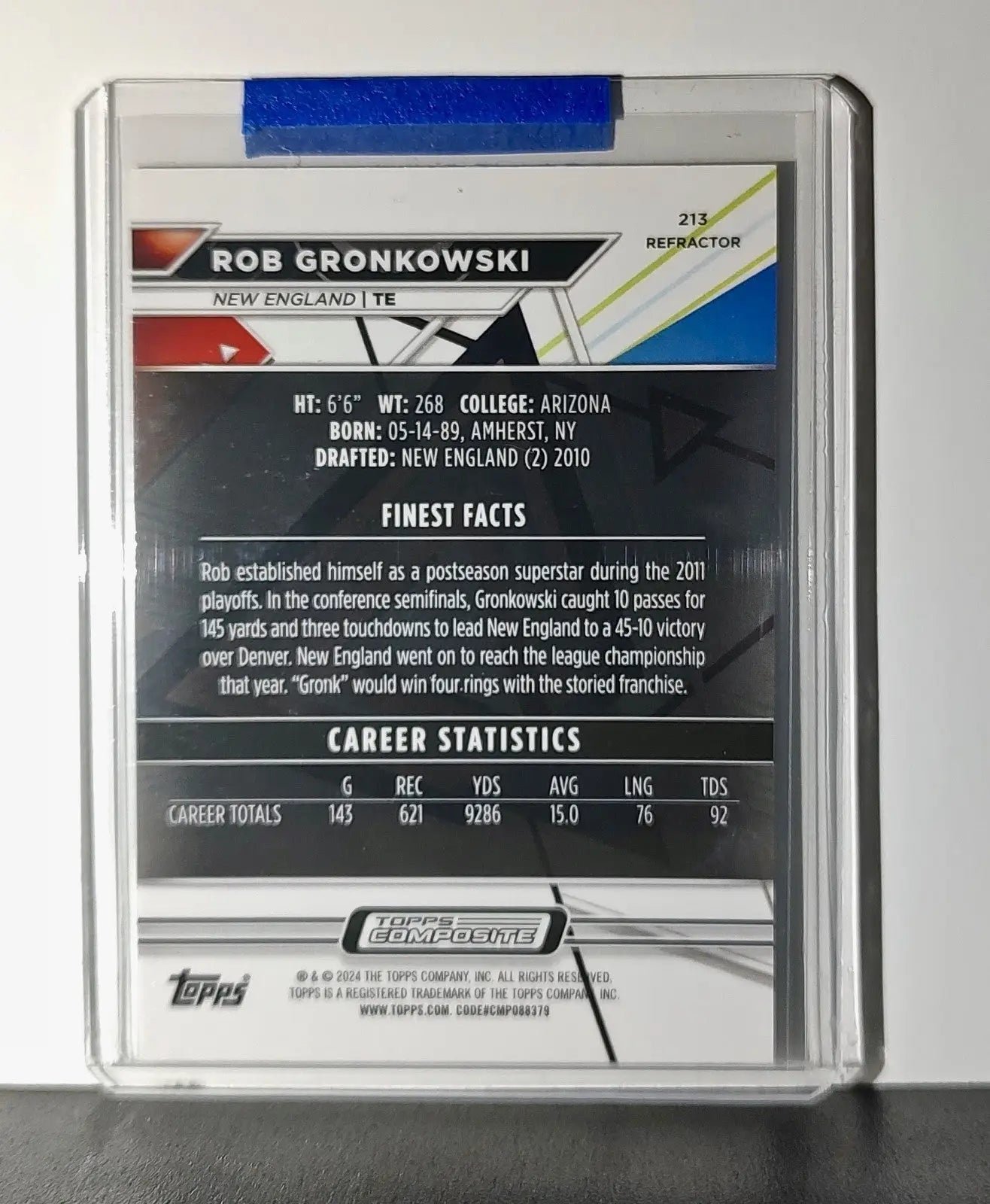 Rob Gronkowski 2023 Topps Finest NFL #213 Refractor Card New England Patriots - Football Card Single