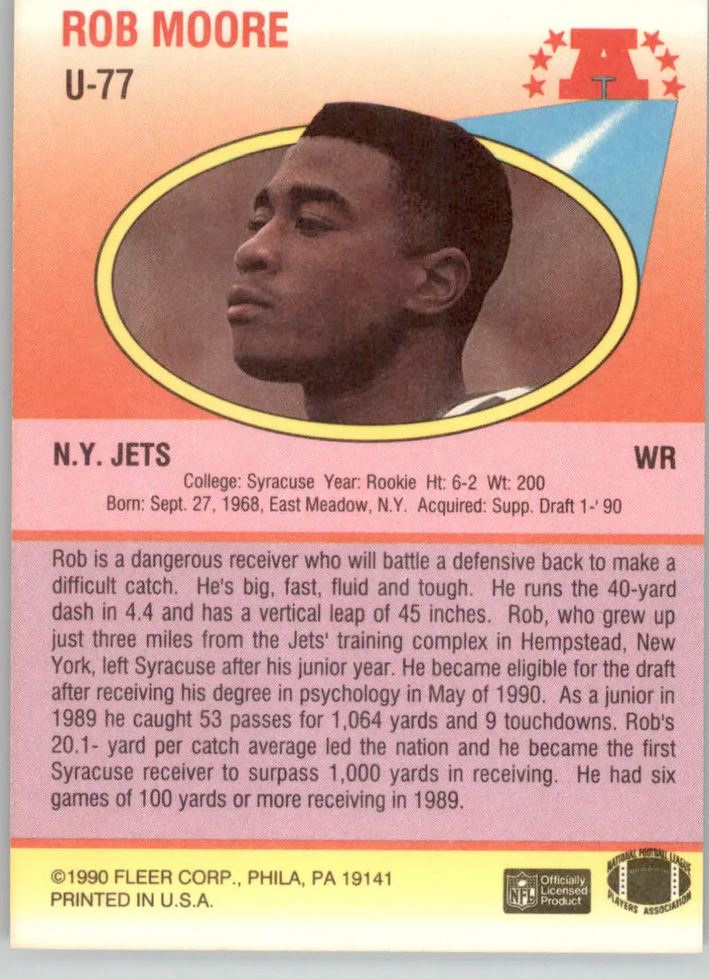 Rob Moore - 1990 Fleer Update - #U-77 - RC Football