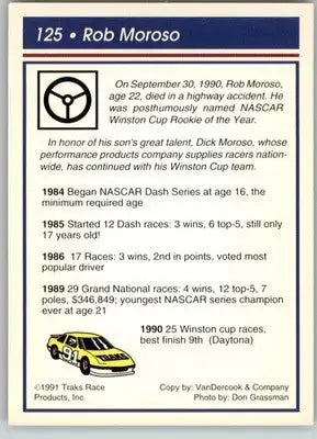 Rob Moroso - 1991 Traks - #125 - Racing - Racing Card Single