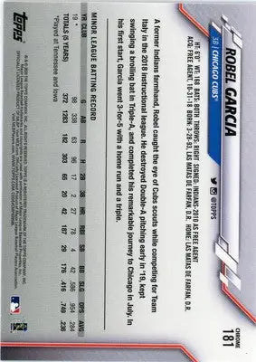 Robel Garcia Rookie 2020 Topps Chrome #181 Chicago Cubs - Baseball Card Single