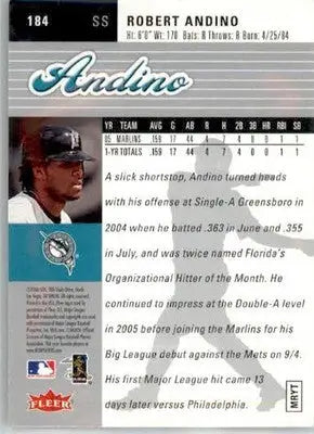 Robert Andino - 2006 Ultra - #184 - RC AUTO Baseball - Baseball Card Single