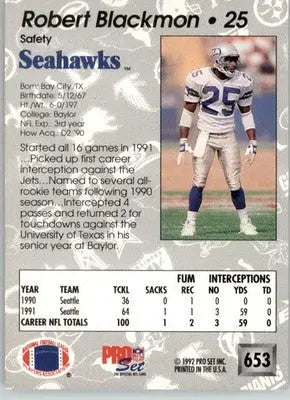 Robert Blackmon - 1992 Pro Set - #653 - Football - Football Card Single