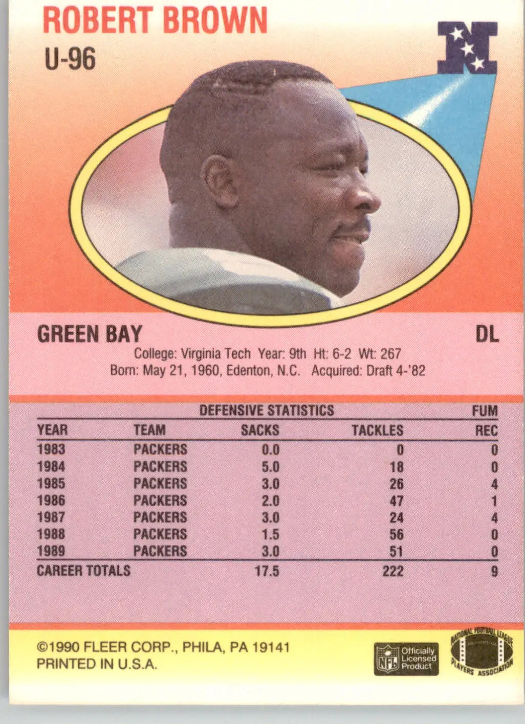 Robert Brown - 1990 Fleer Update - #U-96 - Football
