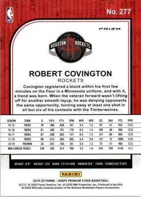 Robert Covington - 2019-20 Hoops Premium Stock - #277 - Prizms Silver Basketball - Basketball Card Single