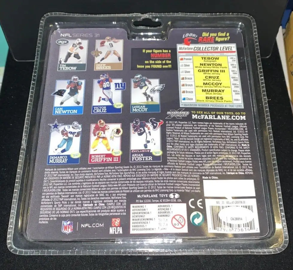 McFarlane NFL Series 31 action figure packaging for Robert Griffin RG3 White Variant