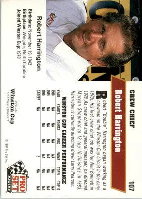 Robert Harrington - 1991 Pro Set - #107 - RC Racing - Racing Card Single