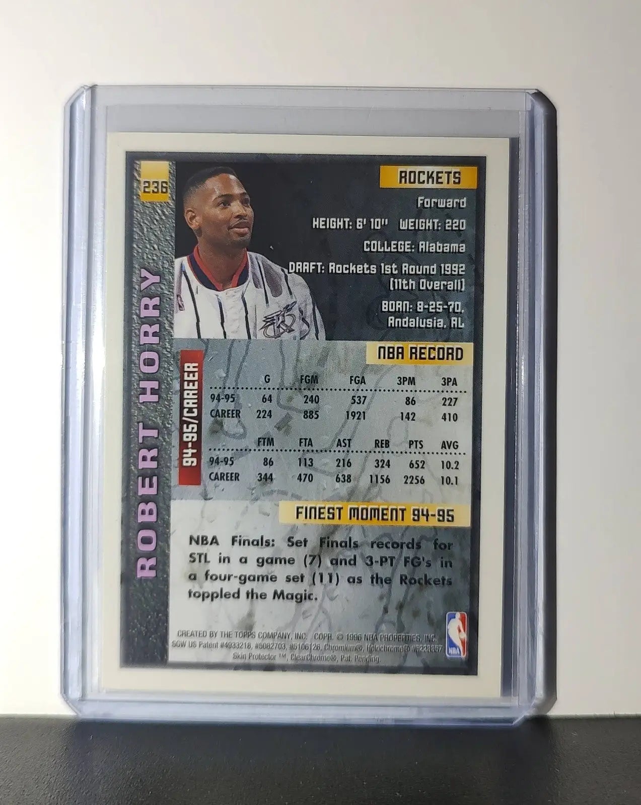 Robert Horry 1995-96 Topps Finest NBA #236 Card Houston Rockets