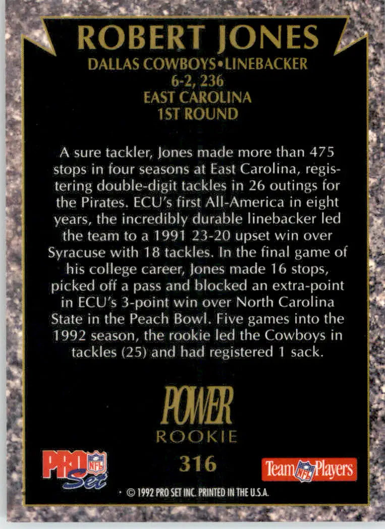 Robert Jones - 1992 Pro Set Power - #316 - RC Football - Football Card Single