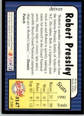 Robert Pressley - 1991 Maxx - #147 - RC Racing - Racing Card Single