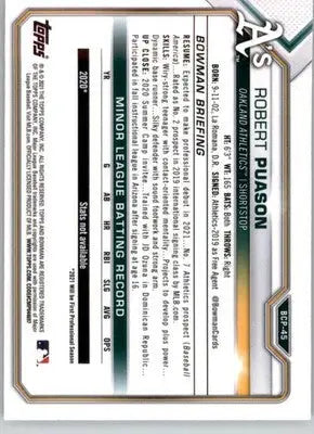 Robert Puason - 2021 Bowman - #BCP-45 - Chrome Prospects Mojo Refractor Baseball - Baseball Card Single