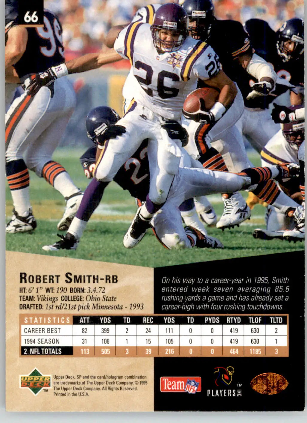 Robert Smith - 1995 SP - #66 - Football - Football Card Single