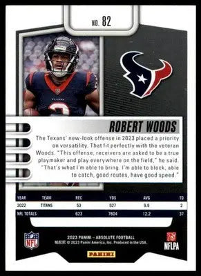 Robert Woods 2023 Panini Absolute Retail #82 Houston Texans - Football Card Single