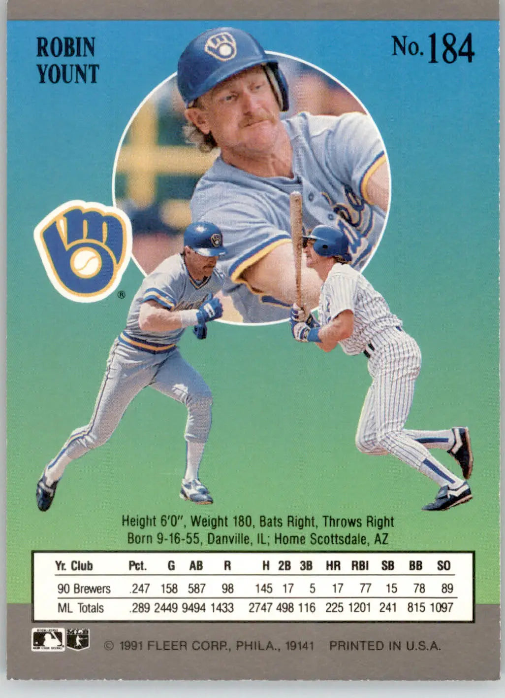 Robin Yount - 1991 Ultra - #184 - Baseball - Baseball Card Single