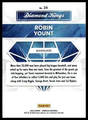 Robin Yount 2023 Donruss Diamond Kings #24 Milwaukee Brewers - Baseball Card Single