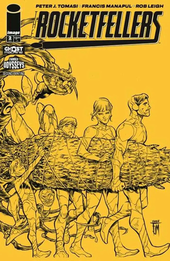 Comic book cover of Rocketfellers #2 2nd Print featuring drone bots artwork