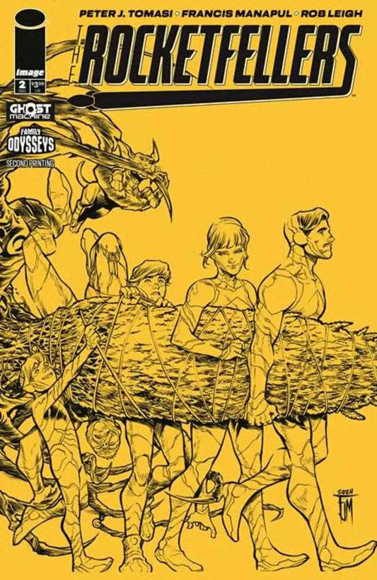 Comic book cover of Rocketfellers #2 2nd Print featuring drone bots artwork