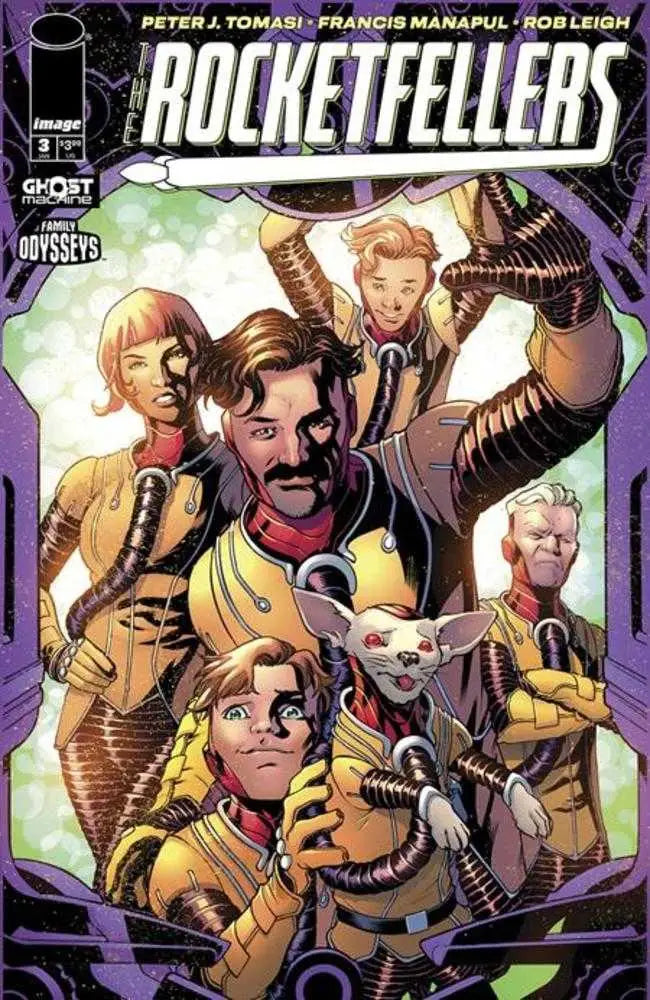 Rocketfellers comic book cover featuring 21st century renegade family by John Kalisz