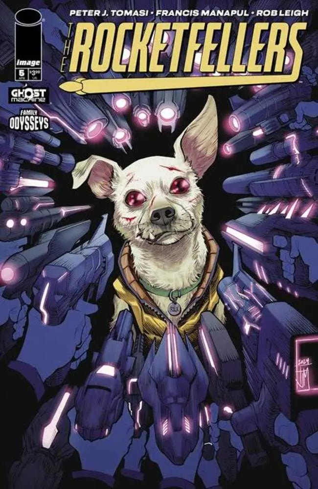 Comic book cover featuring Francis Manapul’s Rocketfellers #5 with floating eyeball and armed intruders