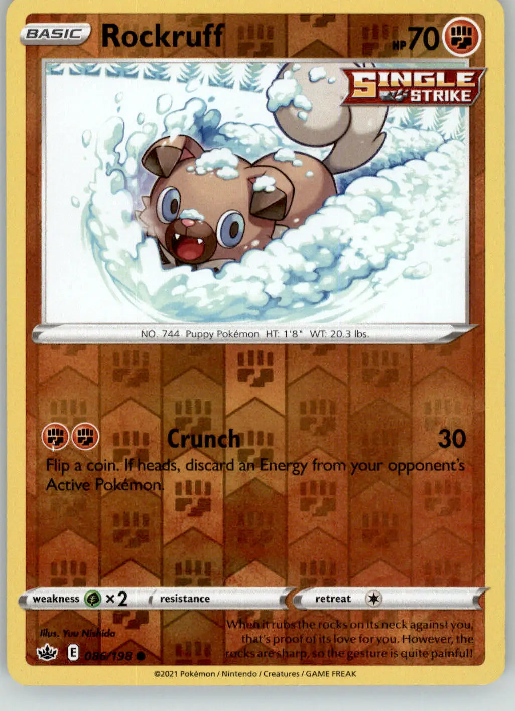 Rockruff - Chilling Reign - 086/198 - Reverse Holo LP Pokemon - Pokémon Card Single