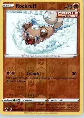 Rockruff - SWSH06: Chilling Reign - Reverse Holo LP - #086/198 - Pokémon Card Single