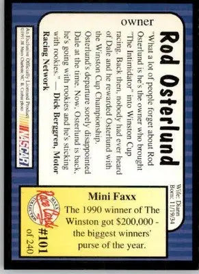 Rod Osterlund - 1991 Maxx - #101 - Racing - Racing Card Single