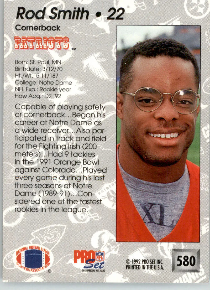 Rod Smith - 1992 Pro Set - #580 - RC Football - Football Card Single