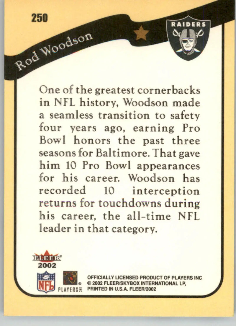 Rod Woodson - 2002 Fleer - #250 - Football - Football Card Single
