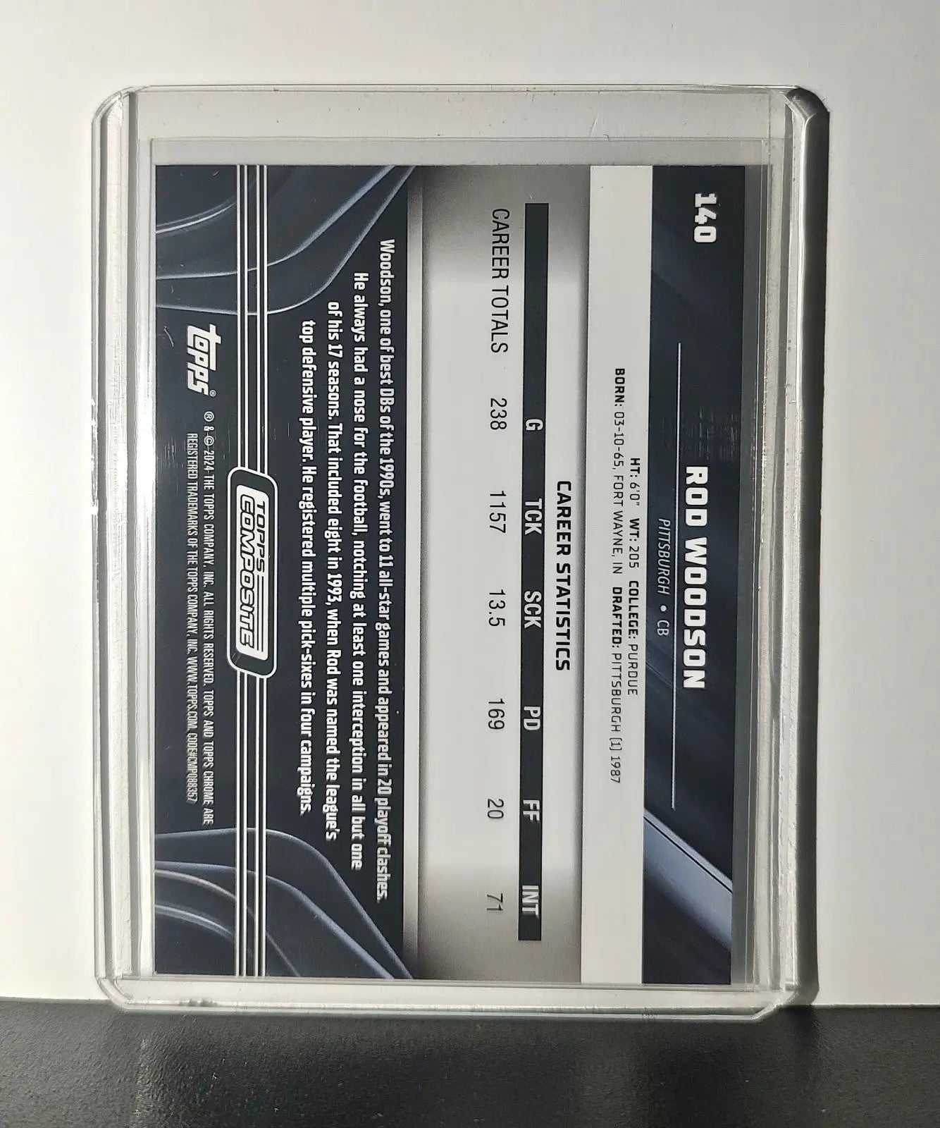 Rod Woodson 2023 Topps Chrome Black NFL #140 Card Pittsburgh Steelers
