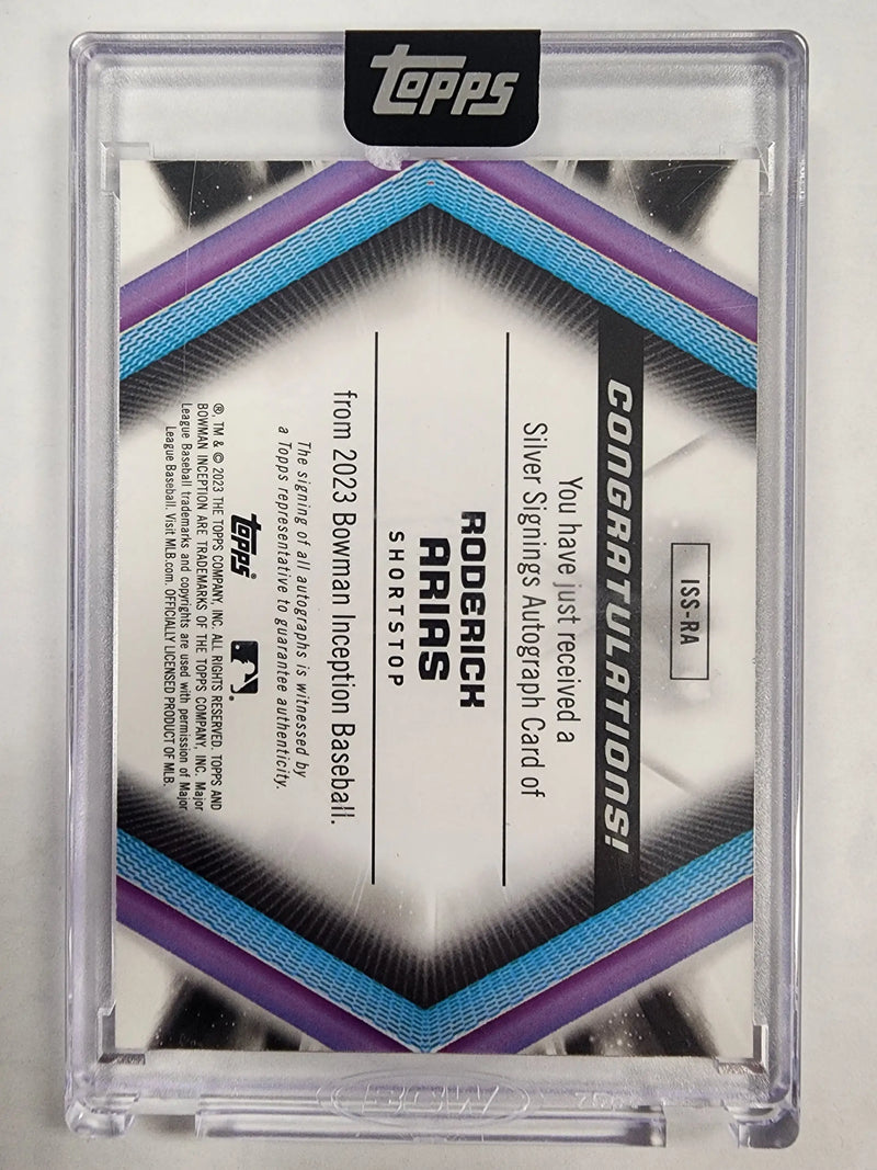 Roderick Arias 2023 Bowman Inception Silver Signings Gold Inscription Auto #1/1 - Baseball Card Single