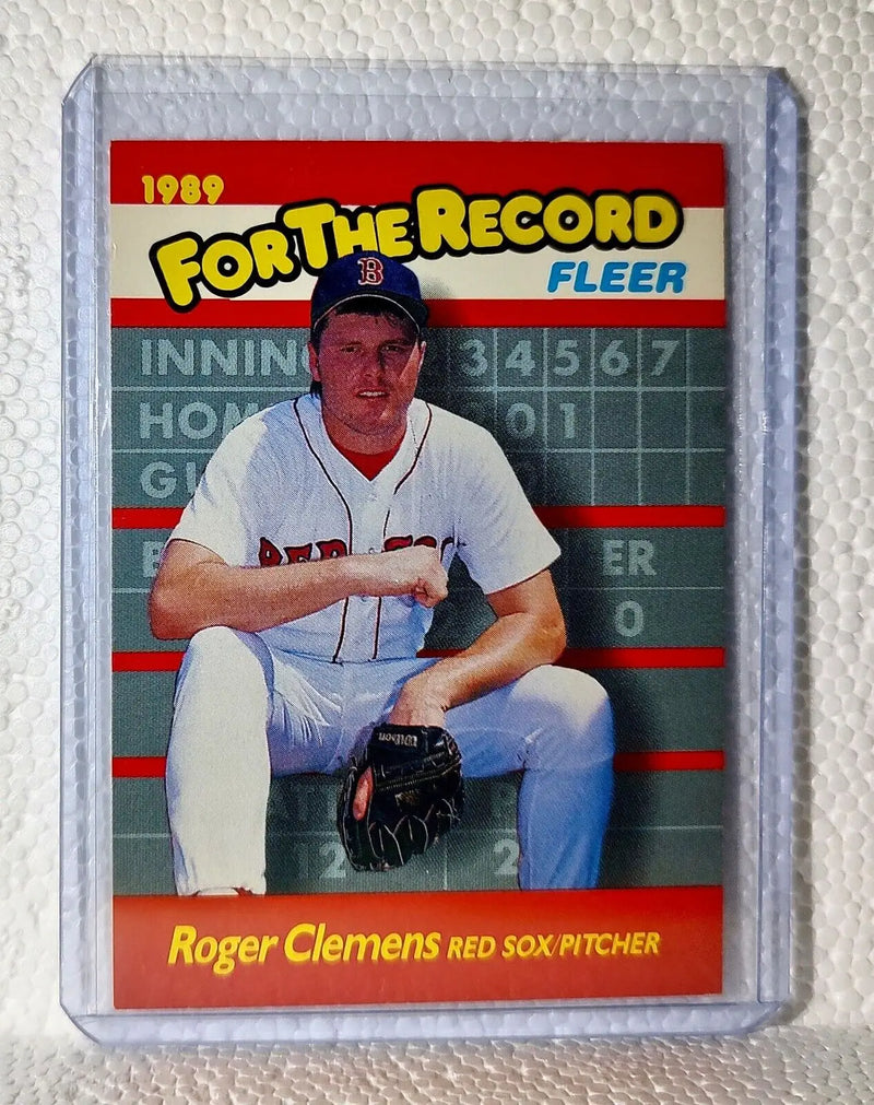 Roger Clemens 1989 Fleer MLB #2 For The Record Baseball Card Boston Red Sox