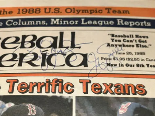 Signed Baseball America newspaper featuring Roger Clemens and Greg Swindell memorabilia