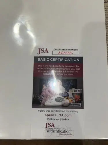 JSA authentication sticker for Roger Clemens Greg Swindell signed baseball collectibles