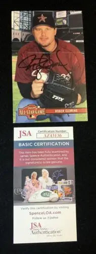 Roger Clemens signed Houston Astros postcard with JSA authentication for collectors