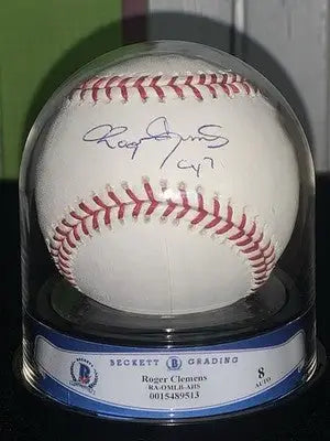 Roger Clemens Signed Rawlings Official MLB Baseball Cy7 BAS Encapsulated Grade 8 - Sports Memorabilia