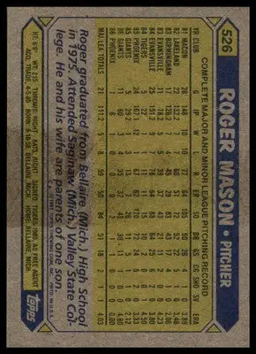 Roger Mason 1987 Topps #526 San Francisco Giants - Baseball Card Single