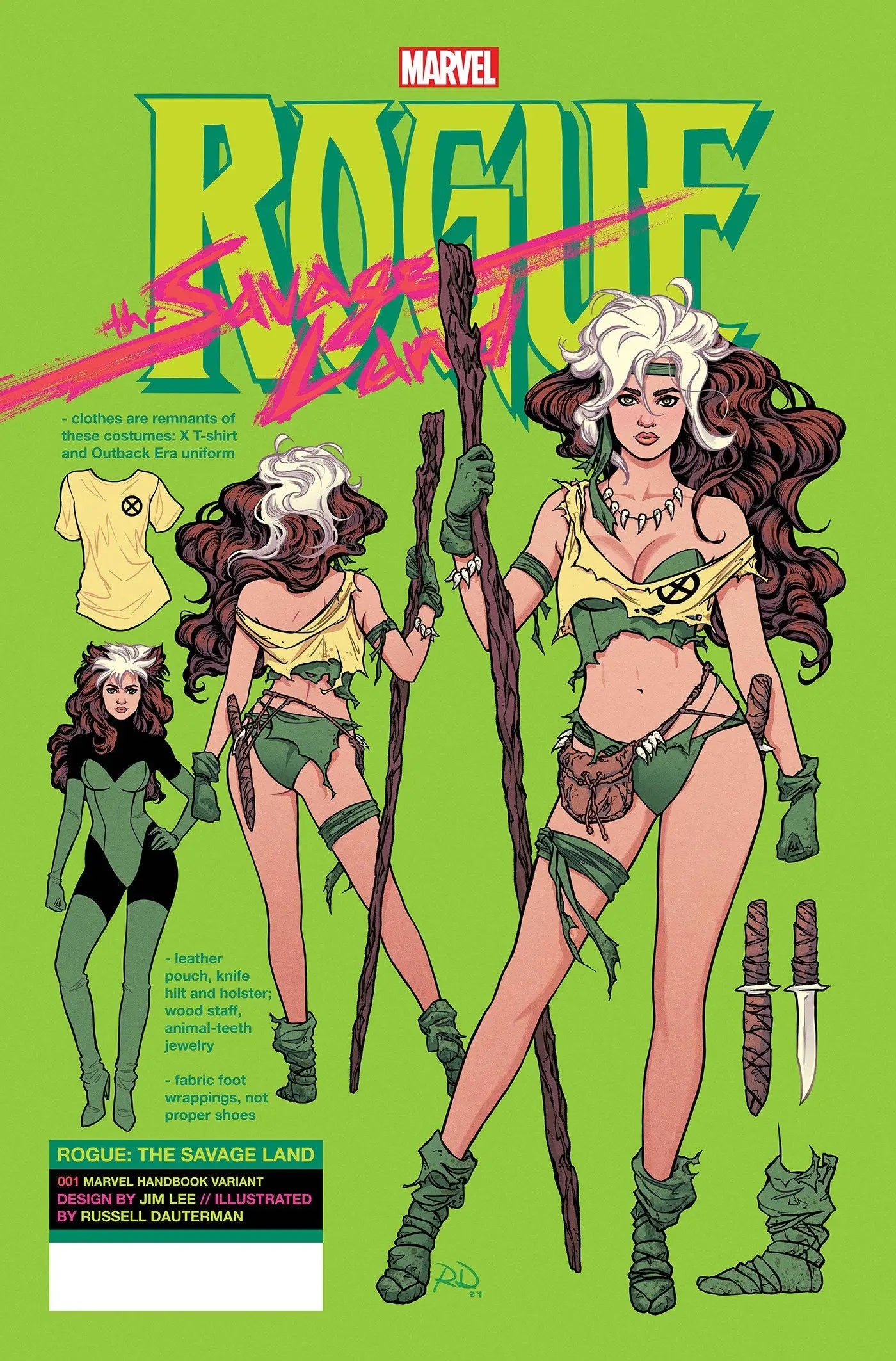 Comic book cover of Rogue in Savage Land attire from Russell Dauterman Variant in Lost World series
