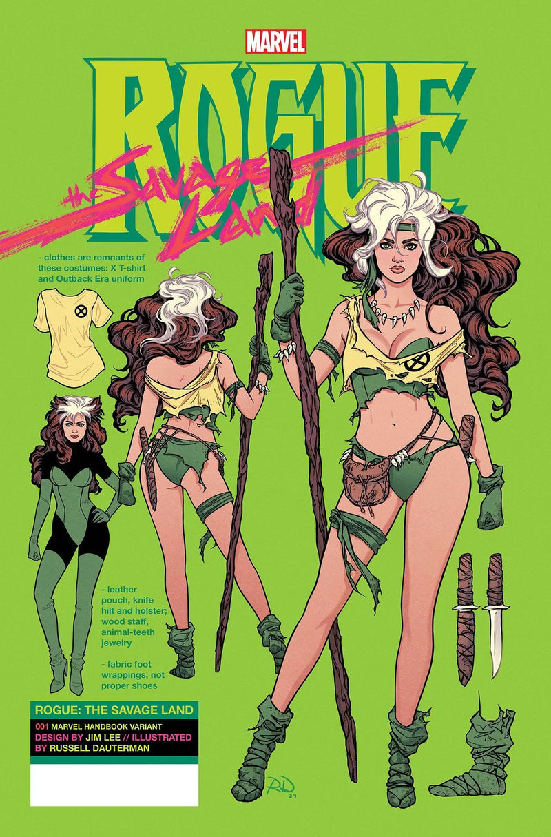 Comic book cover of Rogue in Savage Land attire from Russell Dauterman Variant in Lost World series