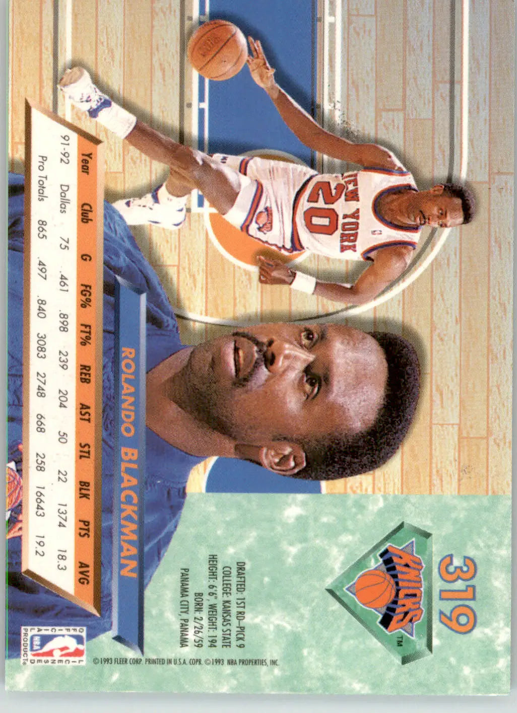 Rolando Blackman - 1992-93 Ultra - #319 - Basketball - Basketball Card Single