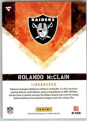 Rolando McClain - 2010 Score - #4 - Hot Rookies Football - Football Card Single