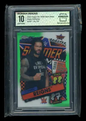 Roman Reigns #165 16/50 Arena Club 10 2021 Topps WWE Slam Attax Green Refractor