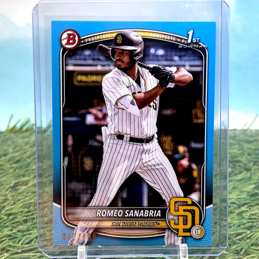 Romeo Sanabria 2025 1st Bowman Prospects #BP-3 Sky Blue Border /499 Padres SP - Baseball Card Single