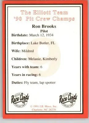 Ron Brooks - 1991 Maxx The Bill Elliott Team - #NNO - Racing - Racing Card Single