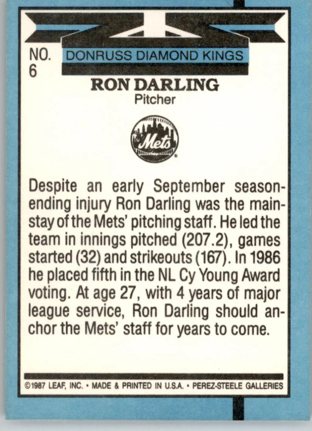 Ron Darling - 1988 Donruss - #6 - Baseball