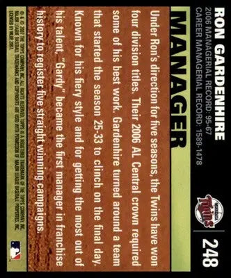 Ron Gardenhire 2007 Topps #248 Minnesota Twins - Baseball Card Single