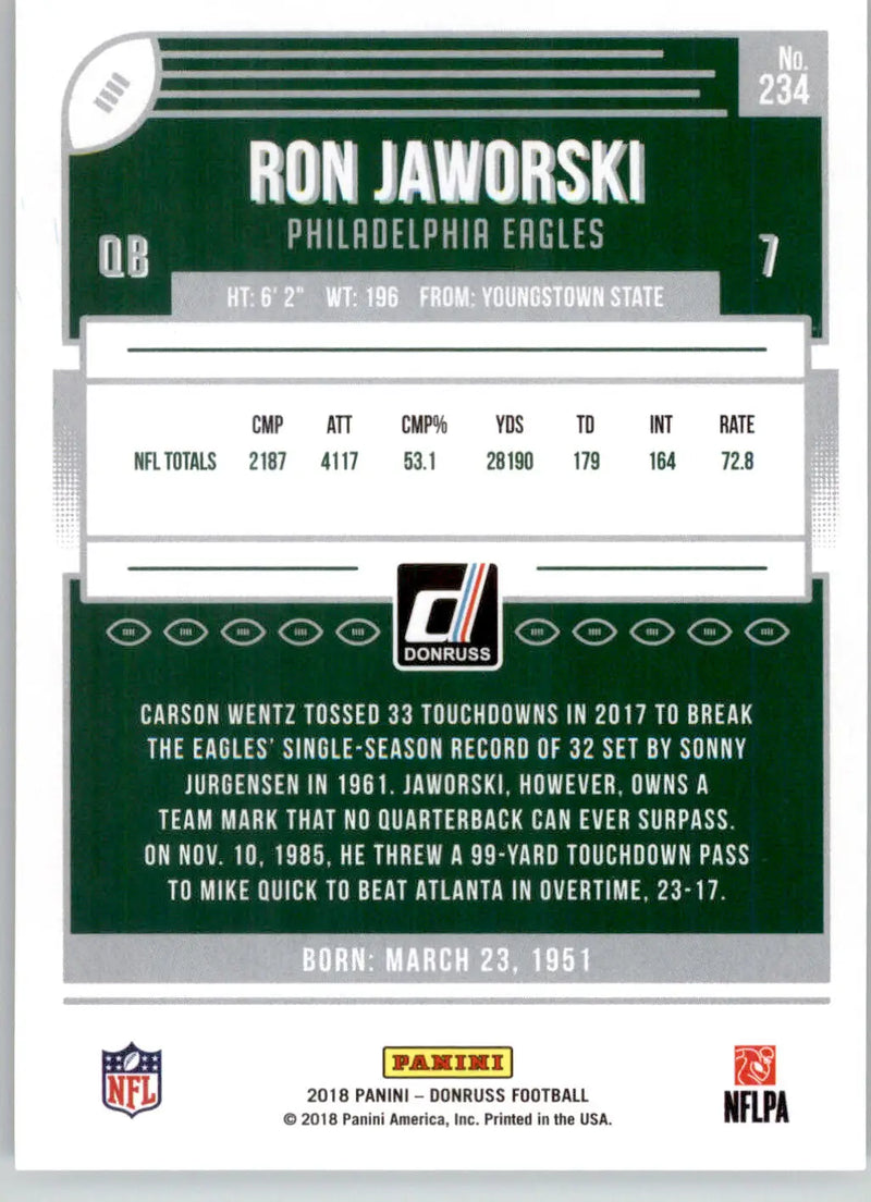 Ron Jaworski - 2018 Donruss - #234 - Football - Football Card Single