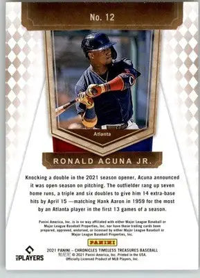 Ronald Acuna Jr. - 2021 Panini Chronicles - #12 - Timeless Treasures Baseball