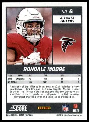 Rondale Moore 2024 Score #4 Atlanta Falcons - Football Card Single