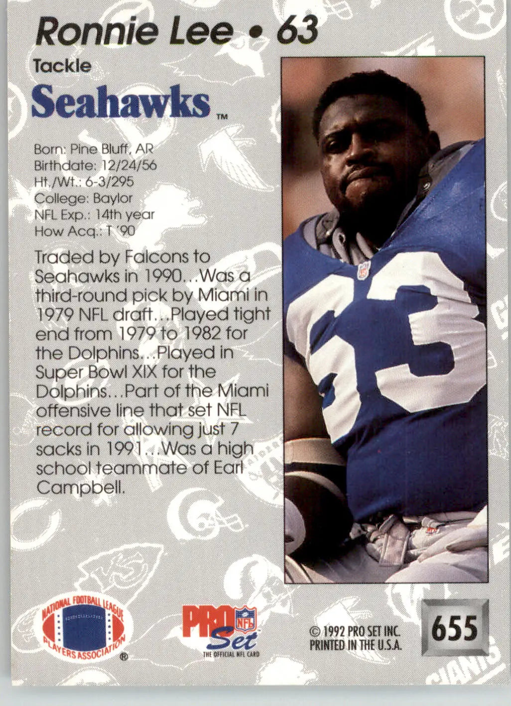 Ronnie Lee - 1992 Pro Set - #655 - RC Football - Football Card Single