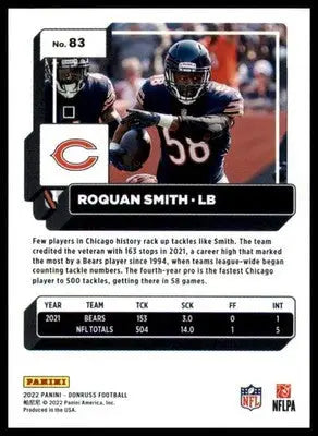 Roquan Smith 2022 Donruss #83 Chicago Bears - Football Card Single